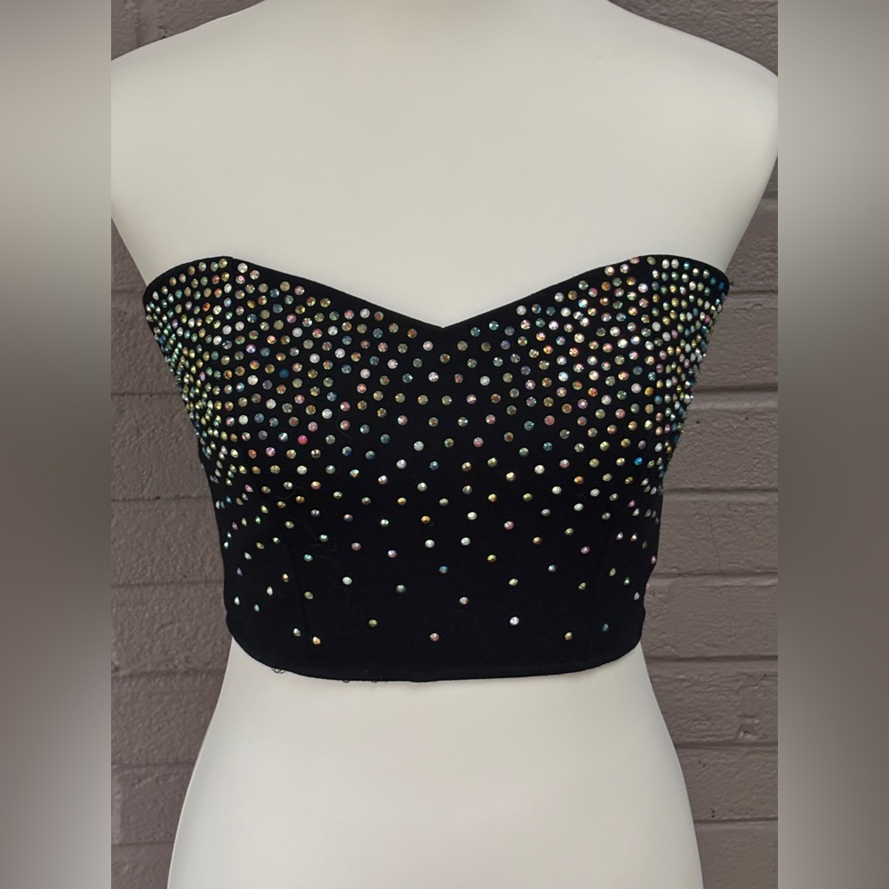 Black Strapless Studded Top M